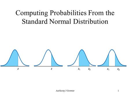 Anthony J Greene1 Computing Probabilities From the Standard Normal Distribution.