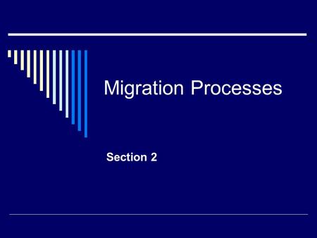 Migration Processes Section 2. Learning outcomes  What is migration  Various forms of migration  Gross and net migration  Migration processes- why.