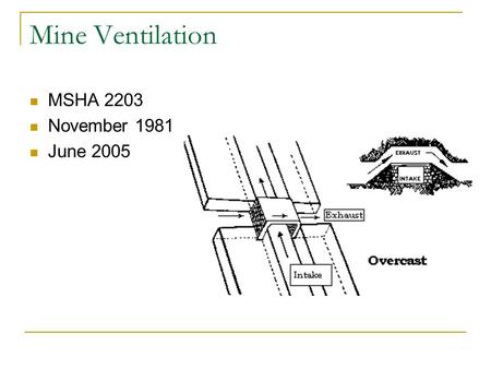 Mine Ventilation MSHA 2203 November 1981 June 2005.