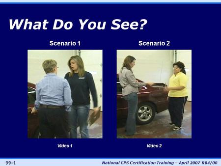 What Do You See? Scenario 1 Scenario 2 Video 1 Video 2
