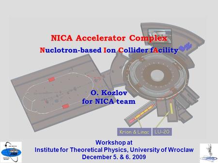 1 Workshop at Institute for Theoretical Physics, University of Wroclaw December 5. & 6. 2009 NICA Accelerator Complex Nuclotron-based Ion Collider fAcility.