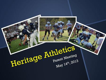 Heritage Athletics Parent Meeting May 14 th, 2013.