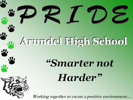 Arundel High School “Smarter not Harder” Working together to create a positive environment…