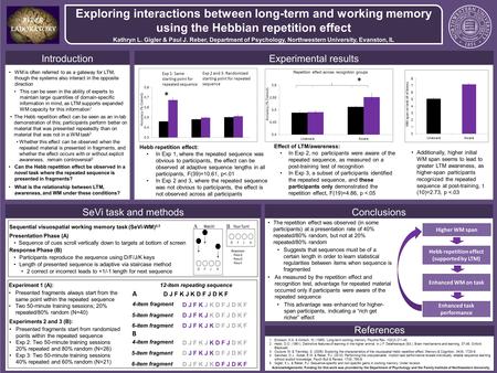 Exploring interactions between long-term and working memory using the Hebbian repetition effect Kathryn L. Gigler & Paul J. Reber, Department of Psychology,