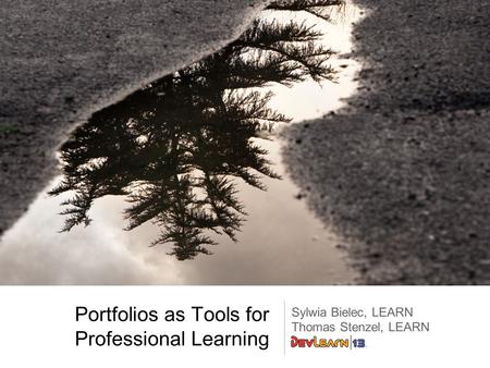 Portfolios as Tools for Professional Learning Sylwia Bielec, LEARN Thomas Stenzel, LEARN.