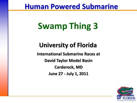 Swamp Thing 3 Human Powered Submarine University of Florida