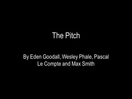 The Pitch By Eden Goodall, Wesley Phale, Pascal Le Compte and Max Smith.