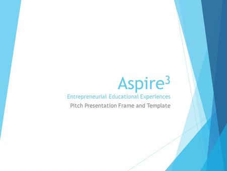 Aspire 3 Entrepreneurial Educational Experiences Pitch Presentation Frame and Template.