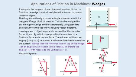 Applications of Friction in Machines: Wedges