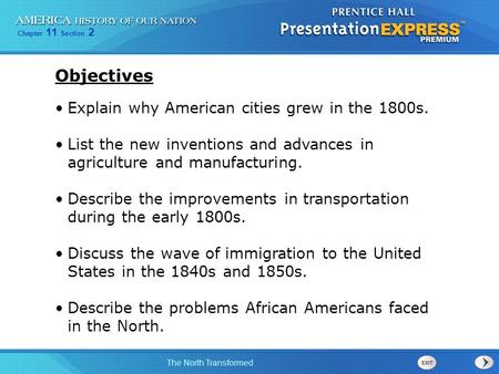 Objectives Explain why American cities grew in the 1800s.