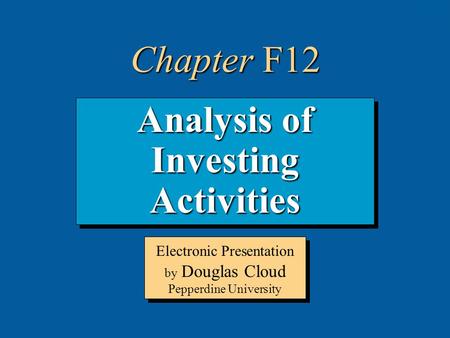 Analysis of Investing Activities