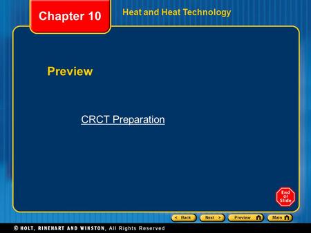 Chapter 10 Heat and Heat Technology Preview CRCT Preparation.