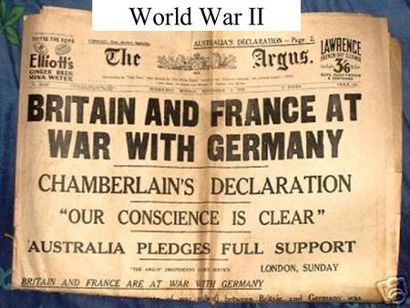 World War II. In what years did World War II take place?