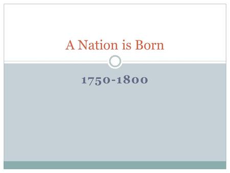 A Nation is Born 1750-1800.