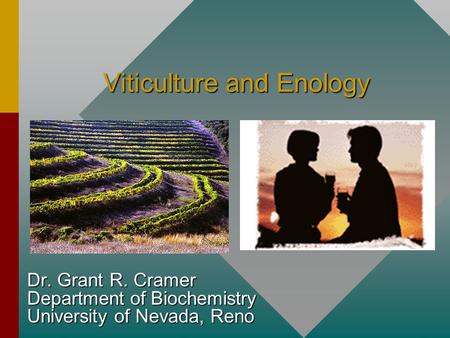 Viticulture and Enology Dr. Grant R. Cramer Department of Biochemistry University of Nevada, Reno.
