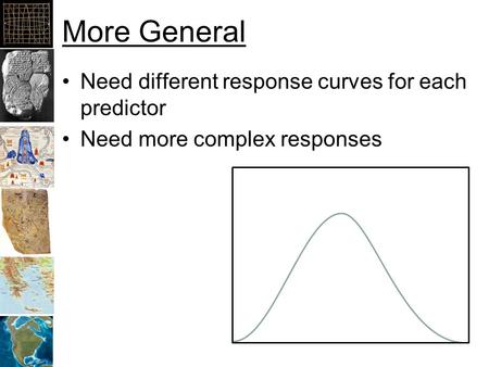 More General Need different response curves for each predictor Need more complex responses.