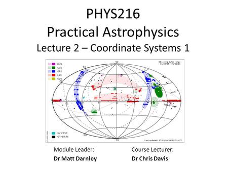 PHYS216 Practical Astrophysics Lecture 2 – Coordinate Systems 1