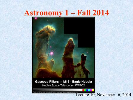Astronomy 1 – Fall 2014 Lecture 10; November 6, 2014.