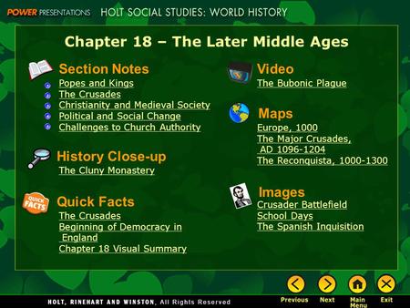 Chapter 18 – The Later Middle Ages