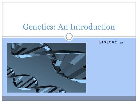 BIOLOGY 12 Genetics: An Introduction. A little motivational video: