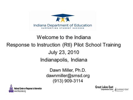 Response to Instruction (RtI) Pilot School Training