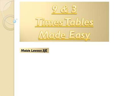 Maisie Lawson 3JE. 9 times table  First show your friends your hands  Next ask them to give you a multiplication in the 9 times table between 1-10 X.