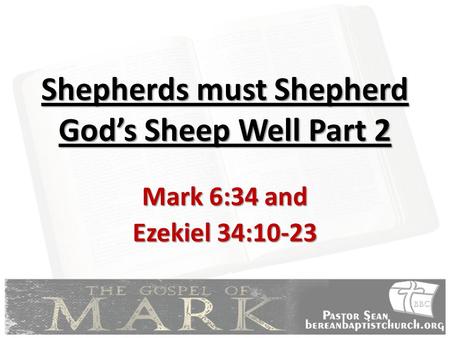 Shepherds must Shepherd God’s Sheep Well Part 2 Mark 6:34 and Ezekiel 34:10-23.