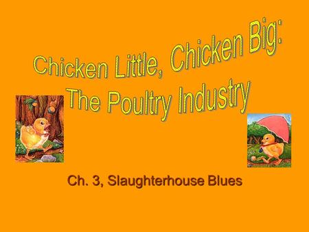 Ch. 3, Slaughterhouse Blues. Poultry Production & Consumption in the Early Twentieth Century Down on the farm: –Chickens were part of daily life –Mothers.