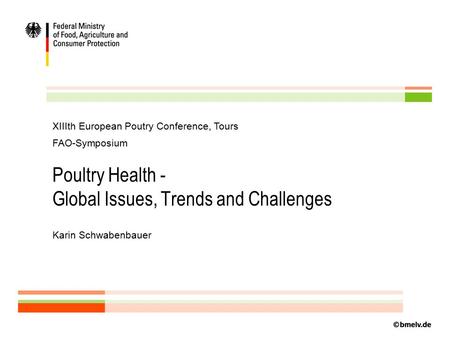 Poultry Health - Global Issues, Trends and Challenges Karin Schwabenbauer XIIIth European Poutry Conference, Tours FAO-Symposium.