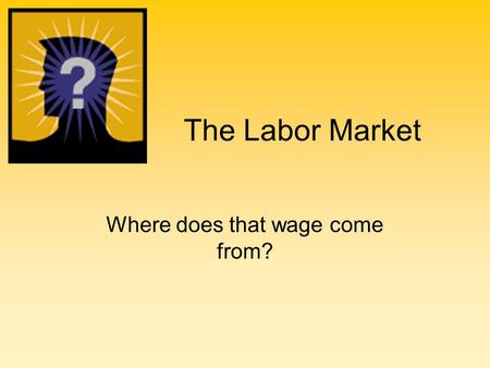 The Labor Market Where does that wage come from?.