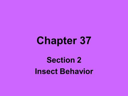 Section 2 Insect Behavior