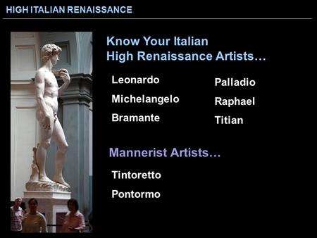 Know Your Italian High Renaissance Artists…