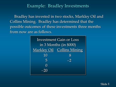 Example: Bradley Investments