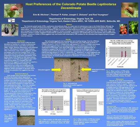 Host Preferences of the Colorado Potato Beetle Leptinotarsa Decemlineata Erin M. Hitchner 1, Thomas 2 P. Kuhar, Joseph C. Dickens 3 and Rod Youngman 1.