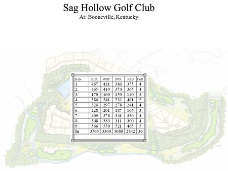 Sag Hollow Golf Club At: Booneville, Kentucky Sag Hollow Golf Club At: Booneville, Kentucky.