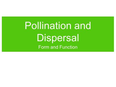 Pollination and Dispersal