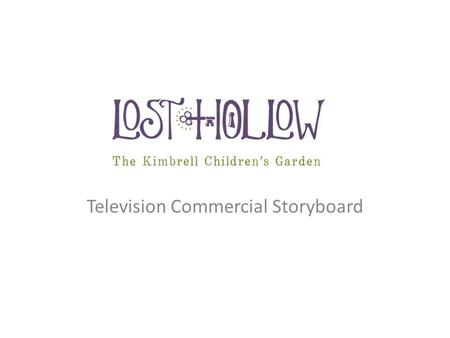 Television Commercial Storyboard. SHOT: Establish shot of canal facing Visitor Pavilion. VO: Nestled in the heart of Daniel Stowe Botanical Garden…