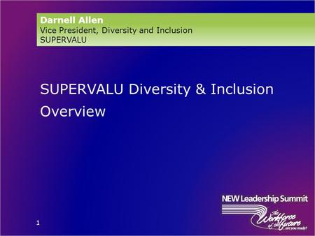 SUPERVALU Diversity & Inclusion Overview