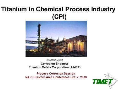 Titanium in Chemical Process Industry (CPI)