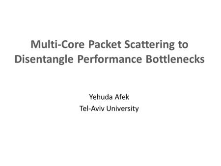 Multi-Core Packet Scattering to Disentangle Performance Bottlenecks Yehuda Afek Tel-Aviv University.