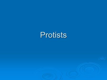 Protists Protist Characteristics  Live in water  Eukaryotic  Most are unicellular, some are multicellular (algae)