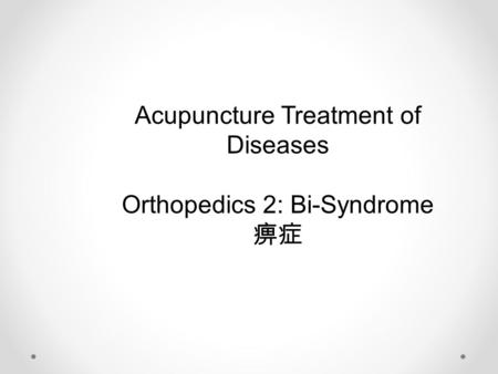 Acupuncture Treatment of Diseases