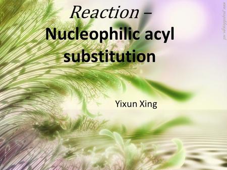 Reaction – Nucleophilic acyl substitution Yixun Xing.