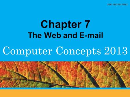 Computer Concepts 2013 Chapter 7 The Web and E-mail.