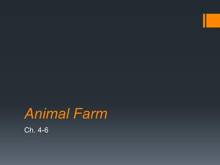 Animal Farm Ch. 4-6. Animal Farm – Ch. 4-6  Create a title for each chapter, as I did for Ch. 1-3.  Think about… what is the purpose of the whole chapter?