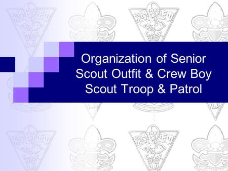 Organization of Senior Scout Outfit & Crew Boy Scout Troop & Patrol