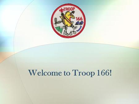 Welcome to Troop 166!. © 2010 – Troop 166 GSWC BSA BSA Organization −National Council of Boy Scouts −Region Western Region −Section Section 5 −Local Council.