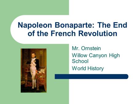 Napoleon Bonaparte: The End of the French Revolution