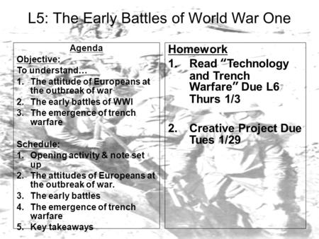 L5: The Early Battles of World War One