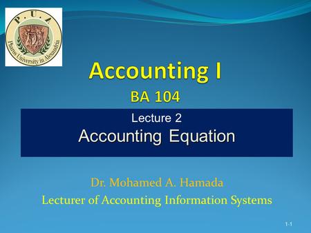 Dr. Mohamed A. Hamada Lecturer of Accounting Information Systems